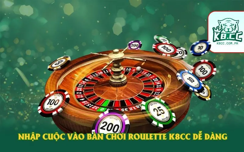 Nhập cuộc vào bàn chơi Roulette K8CC dễ dàng